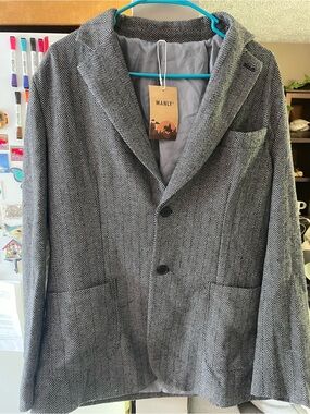 MANLY Herringbone Knit Blazer - Gray